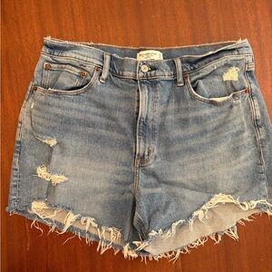 Abercrombie & Fitch Faded Blue Distressed Denim Cutoff Shorts